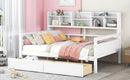 Daybed, Wood Slat Support, With Bedside Shelves And Two Drawers