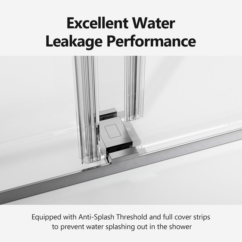 Frameless Double Sliding Soft Close Shower Door, Tempered Glass