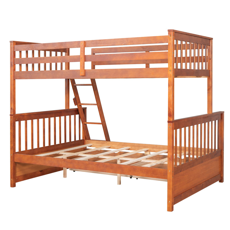 Twin Over Full Bunk Bed With Ladders And Two Storage Drawers