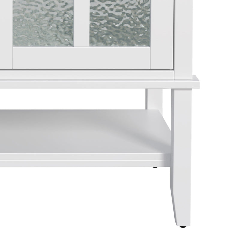 Bathroom Vanity With Ceramic Sink, Adjustable & Open Shelf