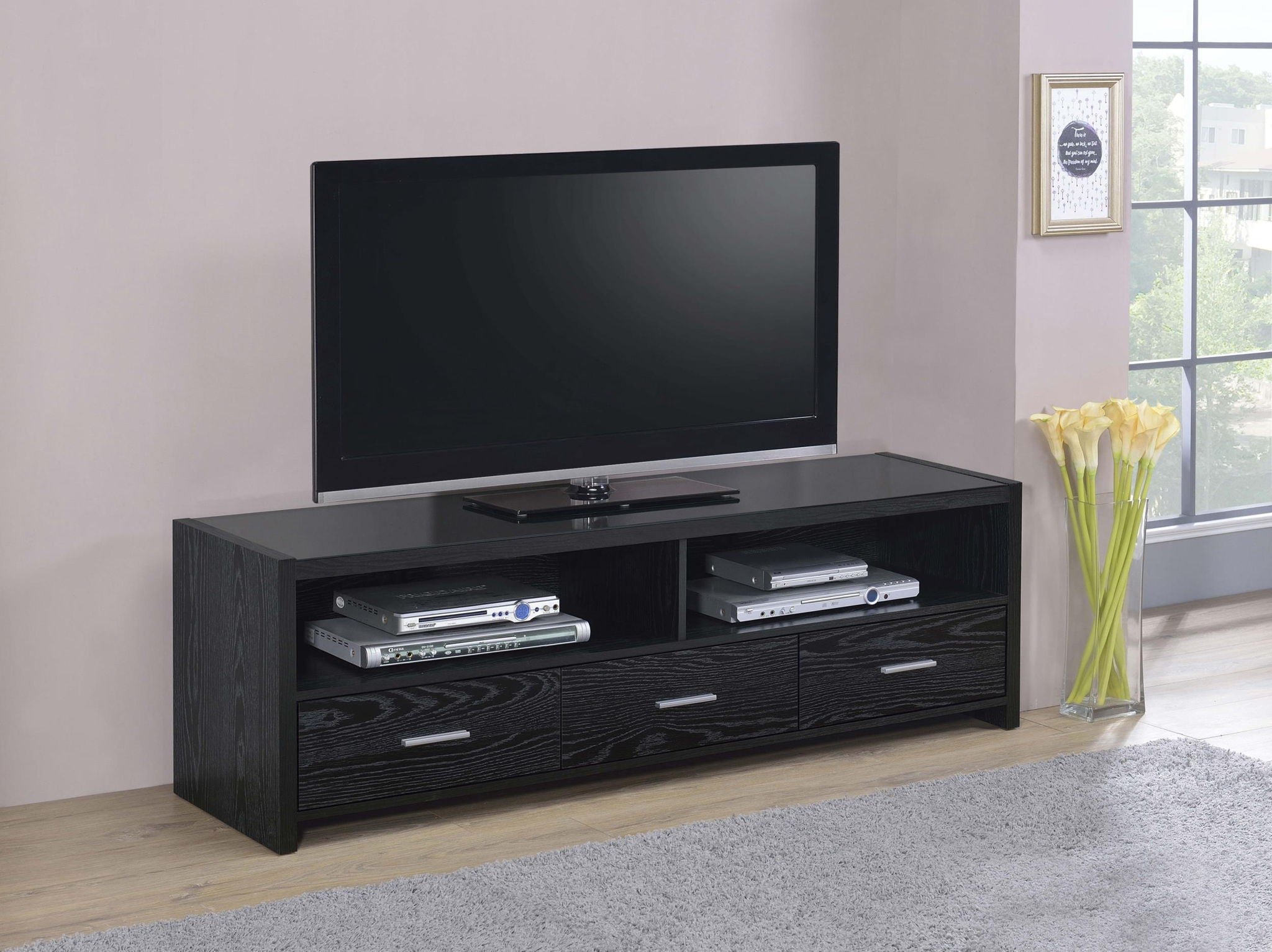 Alton 3-drawer Engineered Wood 61-inch TV Stand Black Oak