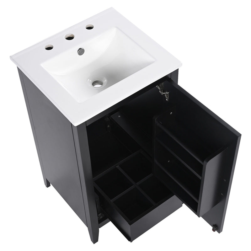 Modern Bathroom Vanity With Sink, Functional Drawer, Soft- Closing Door