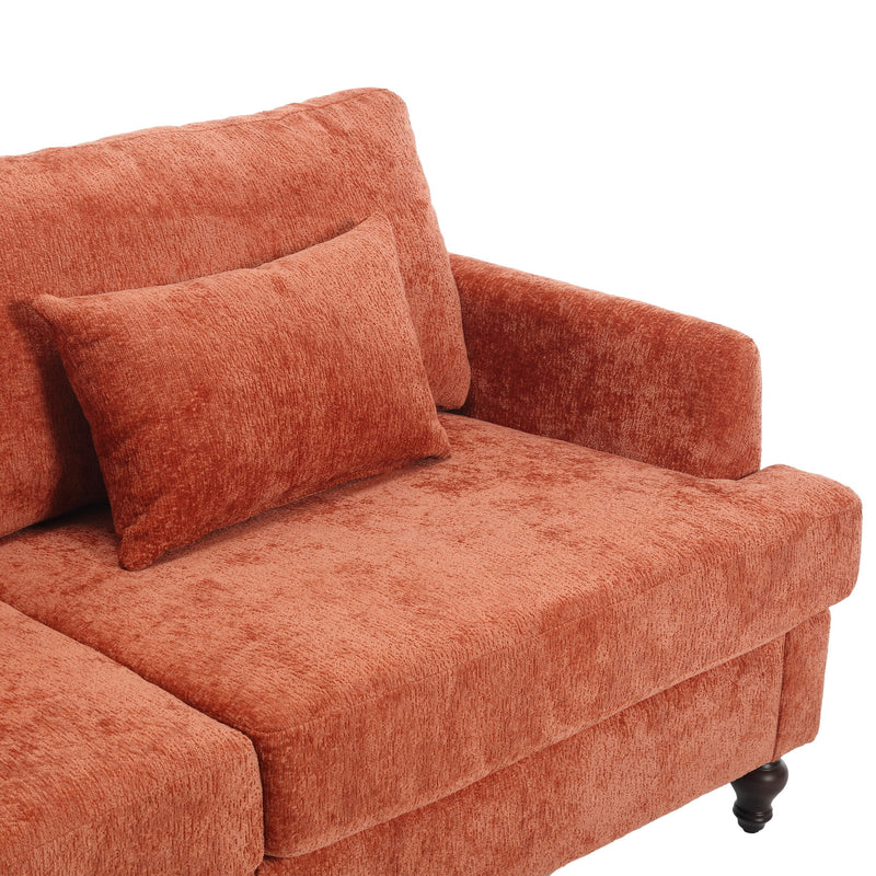 Mid Century Modern Chenille Fabric Loveseat Sofa, 2 Seat Upholstered Couch