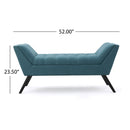 Modern Fabric Bench With Padded Seat And Wide U Shape Design - Teal