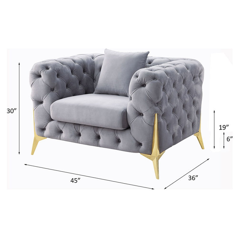 Jelanea - Chair - Gray Velvet & Gold Finish - Atlantic Fine Furniture Inc