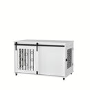 Dog Crate With Sliding Barn Door And Side Access, Lockable Wheels For Small To Medium Dogs - White