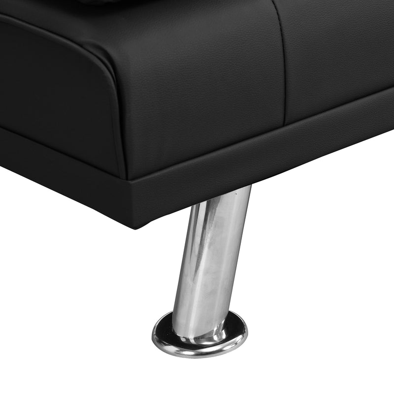 Modern Sofa Bed With Armrest 2 Holders, Wood Frame & Stainless Leg
