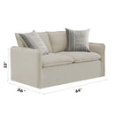 Upendo - Pattern Linen Loveseat With 2 Toss Pillows - Beige