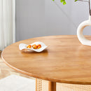 Chinese Countryside Retro Solid Wood Round Table, Simple Modern Imitation Rattan Table - Wood