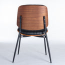 Dining Chairs (Set of 2) Mid-Century Modern Retro Faux Leather Chair With Walnut Bentwood Back Upholstered Seat Metal Legs Adjustable Foot For Kitchen Dining Room Chairs