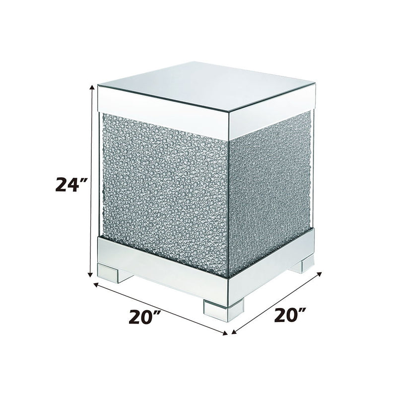 Mallika - End Table - Mirrored & Faux Round Crystals