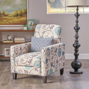 Floral Print Push Back Chair For Elegant Home Decor - White / Blue