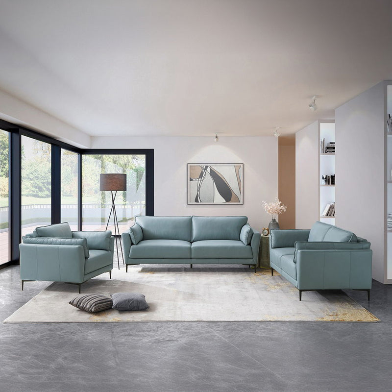 Mesut - Chair - Sage Green Top Grain Leather & Black