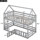 Twin Over Twin House Bunk Bed With Fence And Door