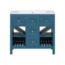 Bathroom Vanity With Resin Sink Combo, Freestanding Vanity Set With 5 Drawers