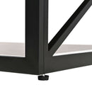 Industrial Style Coffee Table For Bedroom & Living Room With Tempered Glass & Wood Grain - Wood