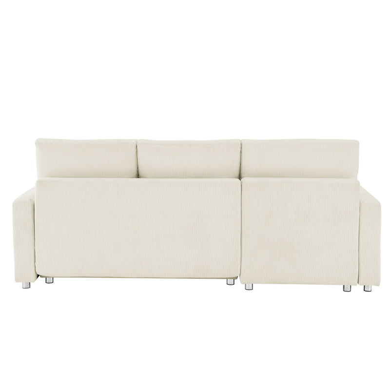 Convertible L Shaped Sleeper Sofa Bed With Reversible Chaise And Storage