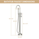 Freestanding Bathtub Faucet Floor Mount Tub Filler With Swivel Gooseneck Spout And Cylinder Handheld