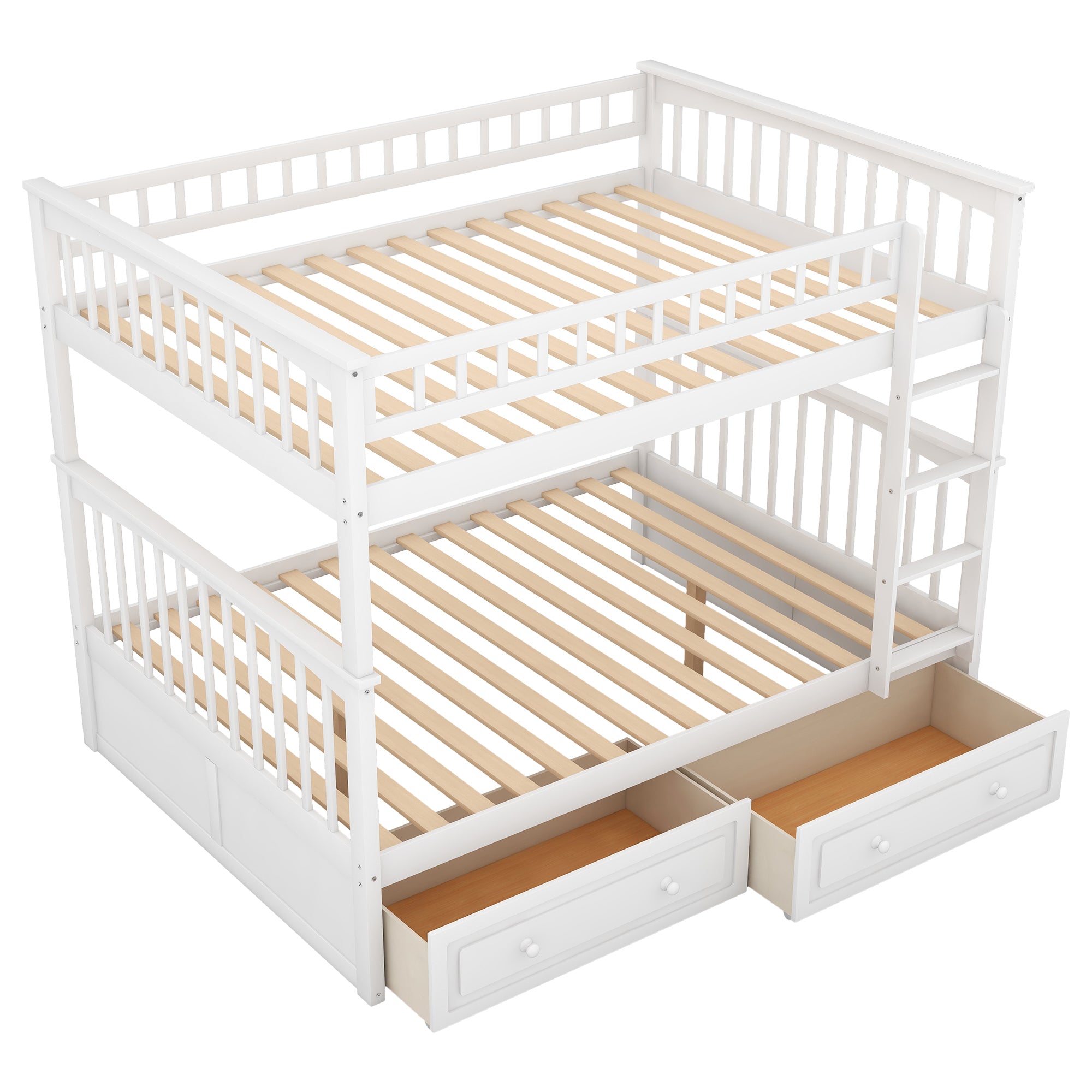 Full over Full Bunk Bed with Drawers, Convertible Beds, White(OLD SKU: SM000241AAK-1) - Atlantic Fine Furniture Melbourne FL