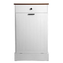 Tilt Out Trash Cabinet With Drawer, 10 Gallon Hamper - White