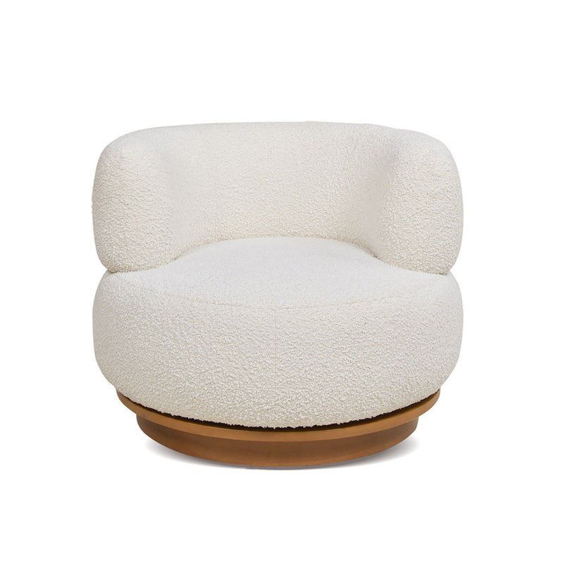 Fuji - 360 Swivel Low Barrel Back Accent Chair - Ivory White