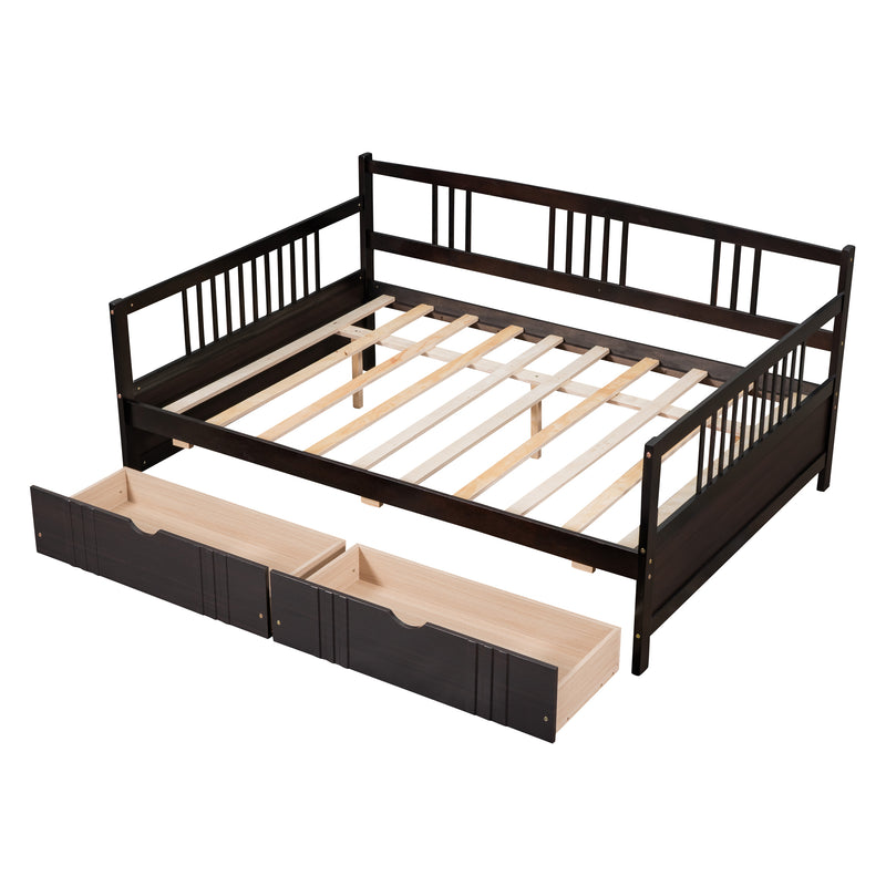 Full Size Daybed Wood Bed with Two Drawers,Espresso(OLD  SKU:LP000058AAP)