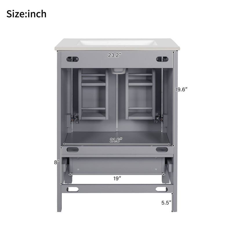 Bathroom Vanity With Integrated Undermount Ceramic Sink, 2 Doors And 1 Drawer, Soft Close Hinges