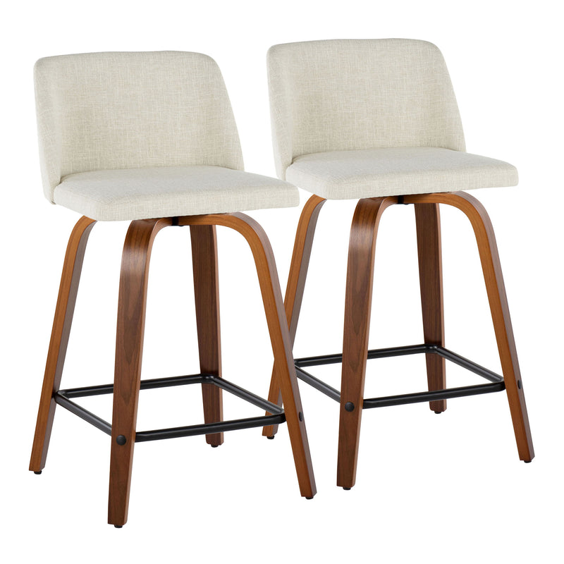 Toriano - Contemporary Fixed Height Counter Stool Swivel With Square Footrest (Set of 2)