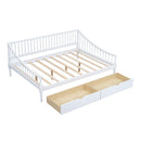 Full Size Daybed with Two Storage Drawers and Support Legs, White