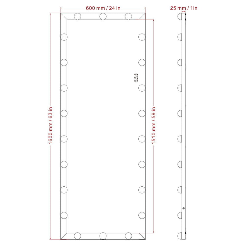 Full Length Mirror With Lights Full Body Vanity Mirror With 3 Color Modes Lighted Standing Floor Mirror For Dressing Room Bedroom Wall Mounted Touch Control