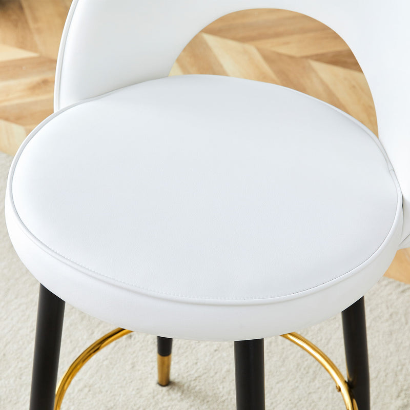 Upholstered Rotatable Bar Chair With Metal Legs For Dining Room