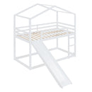 Twin Over Twin Bunk Bed with Roof, Slide and Ladder, White