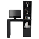 Writing Desk With Bookcase And Cabinet - Black