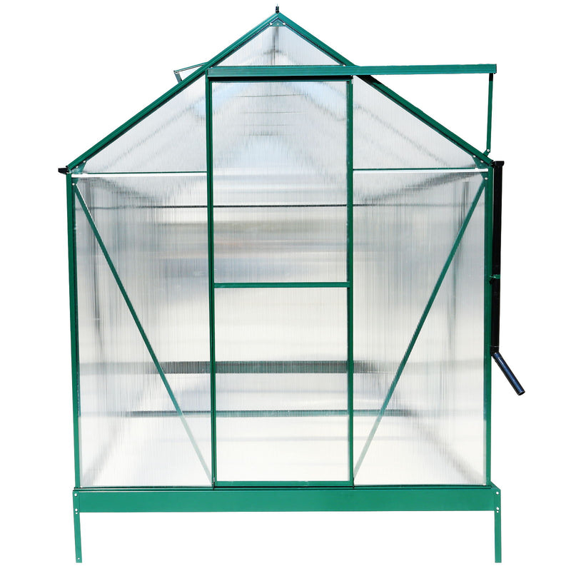 Polycarbonate Greenhouse, Heavy Duty Outdoor Aluminum Walk-In Green House Kit With Rain Gutter, Vent And Door For Backyard Garden