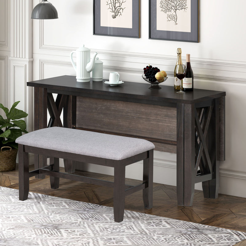 6 Piece Family Dining Room Set, Space Saving Foldable Table And 4 Chairs With Bench