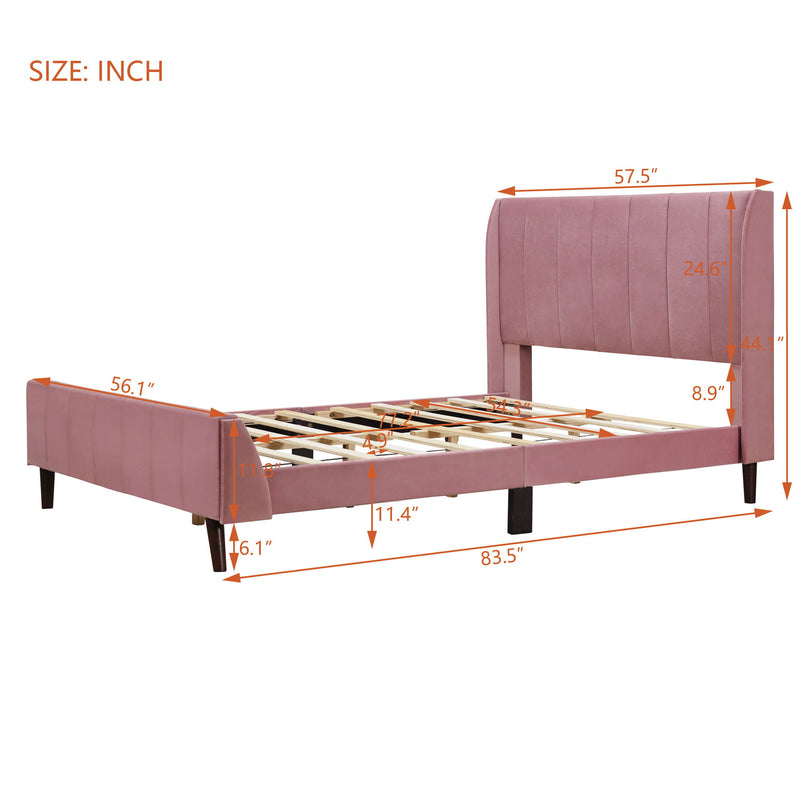 Upholstered Platform Bed, Velvet