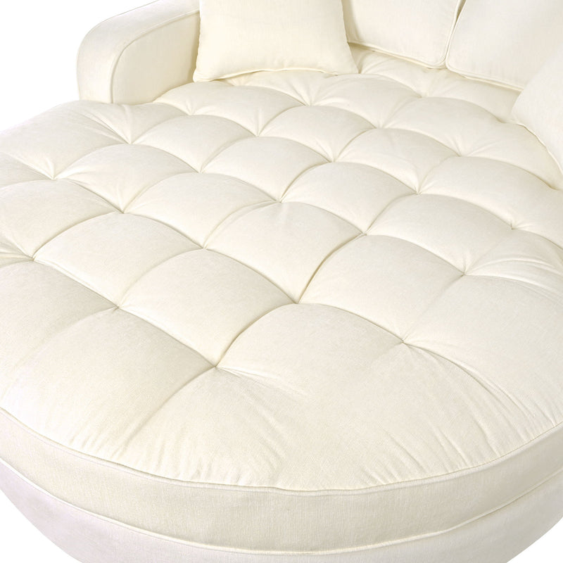 Modern Chaise Lounge Upholstered Sofa Couch With Tufted Seat And Detachable Pillows For Living Room