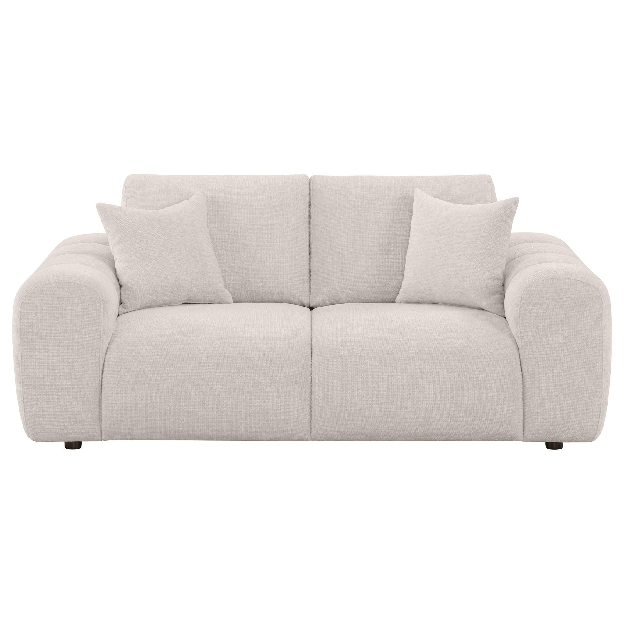 Burnett Chenille Upholstered Wide Arm Loveseat Ivory