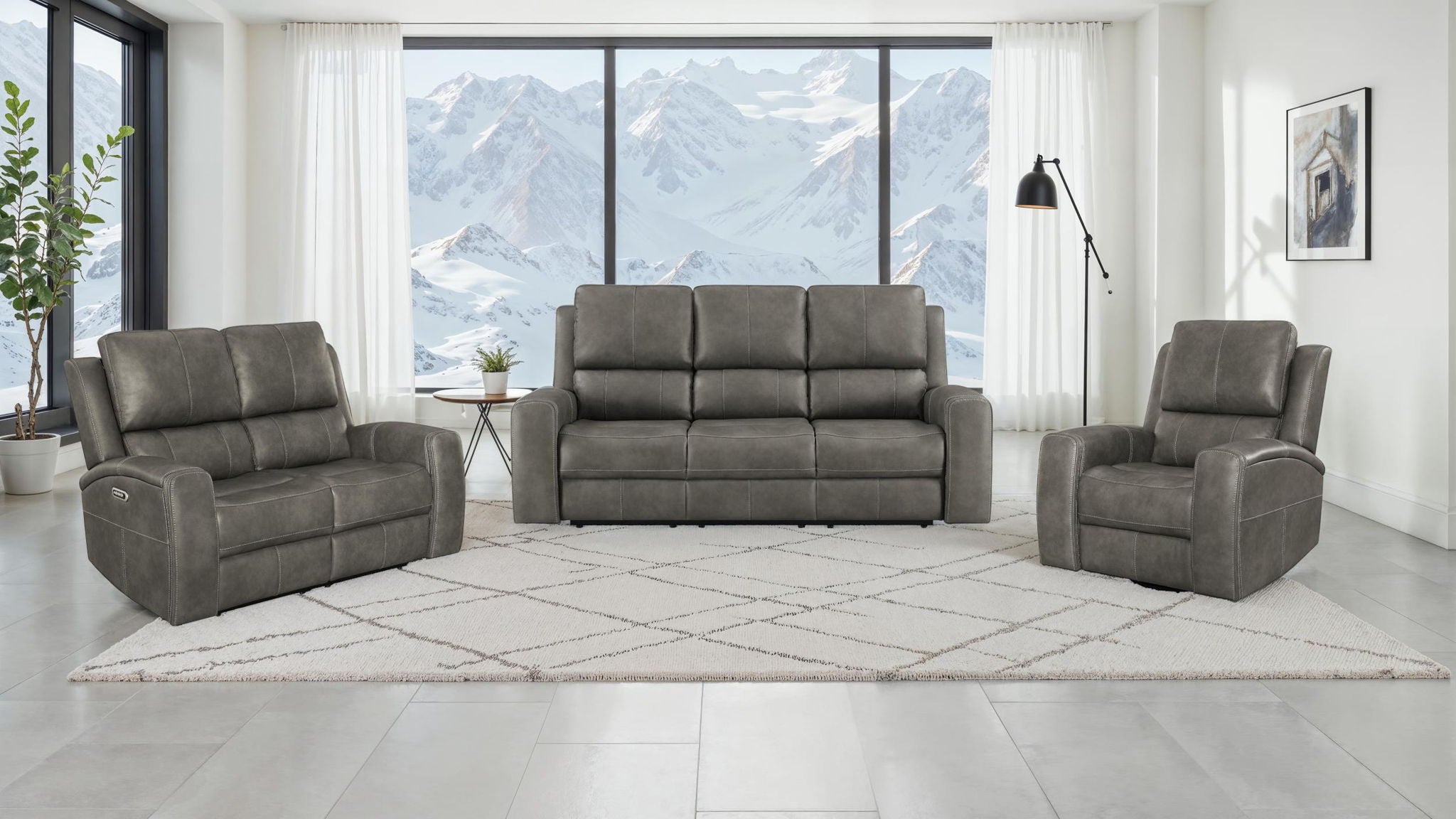 Brickston Triple Power Reclining Loveseat Charcoal