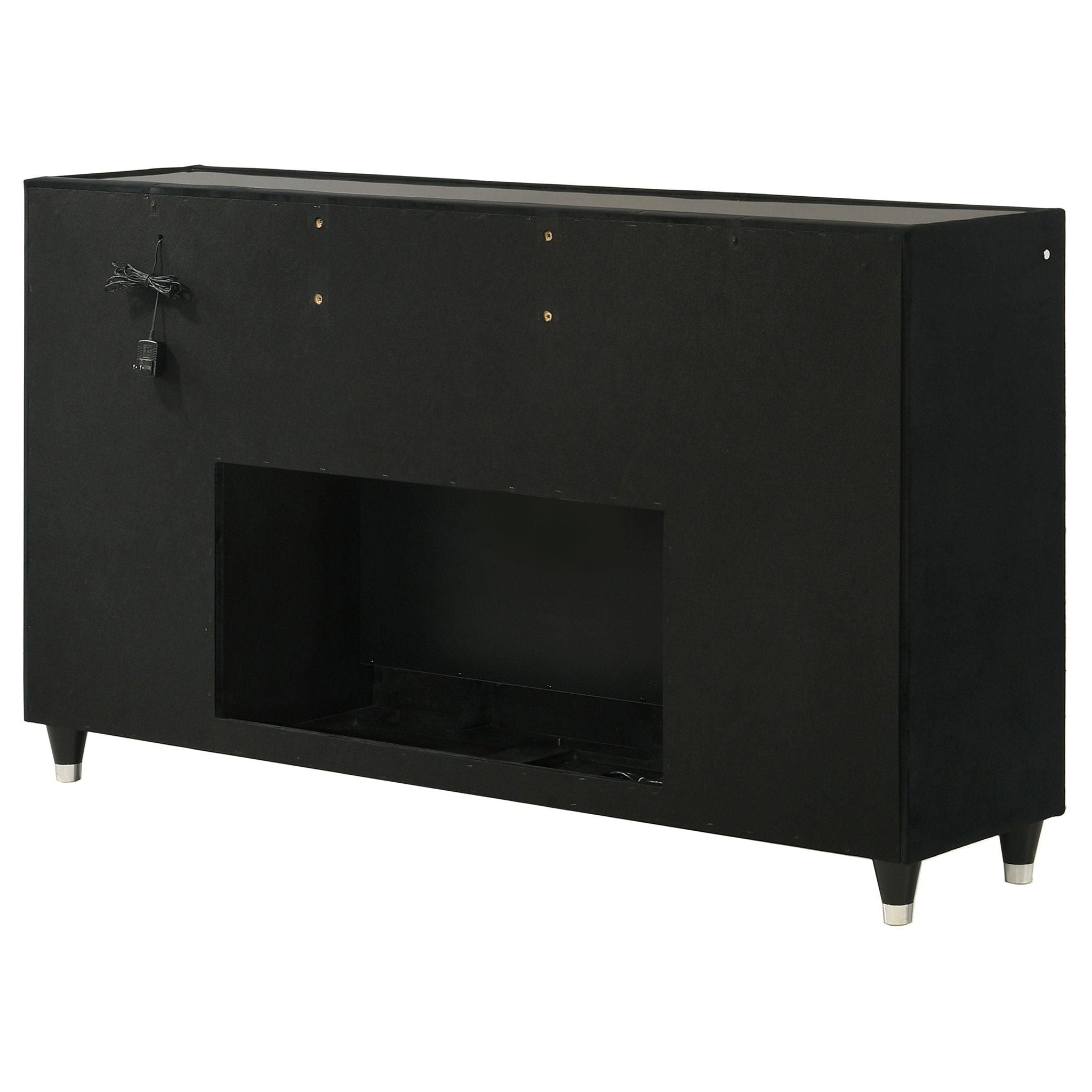 Lorient 8-drawer LED Bedroom Flame Box Dresser Black