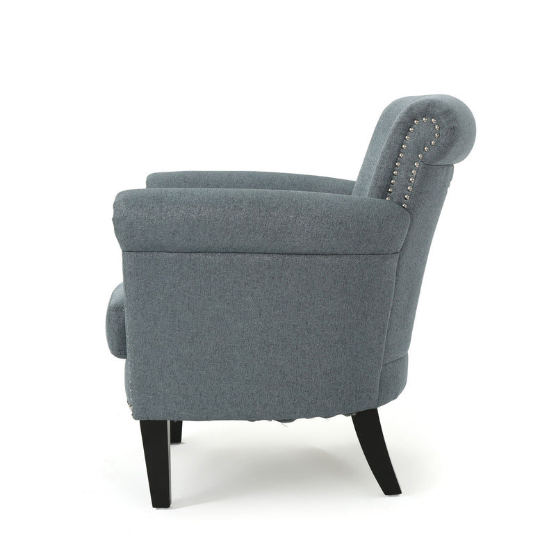 Elegant Club Chair With Nailhead Trim And Birch Wood Legs