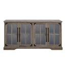 Modern Farmhouse Two Tone Windowpane Glass Door TV Stand For TVs Up To 65"