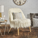 Modern Glam Club Chair With Shaggy Textures - White