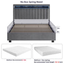 Luxury Gas Lift Storage Bed with RF LED Lights, Storage Headboard ,QUEEN Size ,Velvet Grey