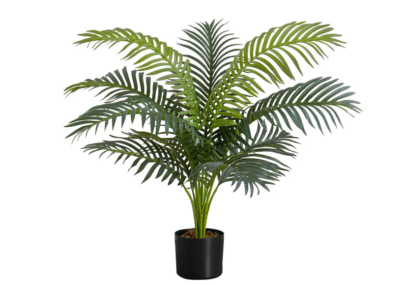 Artificial Plant, 34" Tall, Palm Tree, Indoor, Faux, Fake, Floor, Greenery, Potted, Real Touch, Decorative - Green / Black