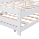 Full Size Platform Bed with Adjustable Trundle,White(Old SKU:SM000248AAK)