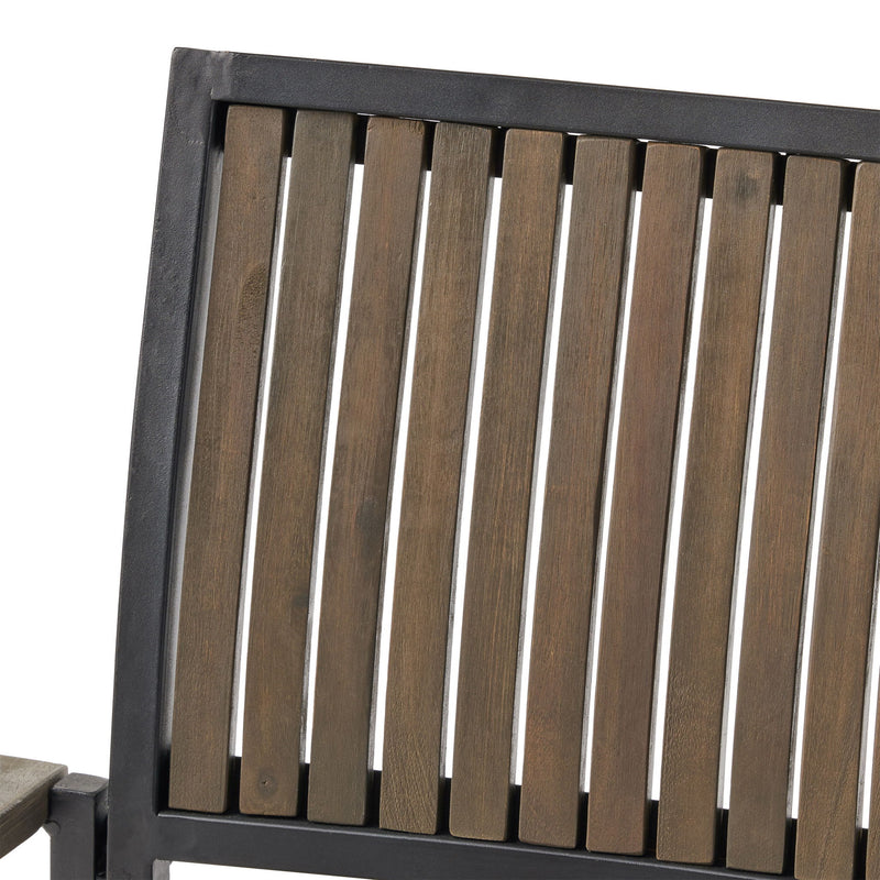 Vermilion - Outdoor Dining Chair With Vertical Slat And Wooden Arm