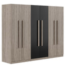 6 Doors Wardrobe Storage For Bedroom, With 2 Drawers Inside - Black / Nature