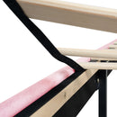 Modern Upholstered Platform Bed Frame With Button Tufted Linen Fabric Headboard