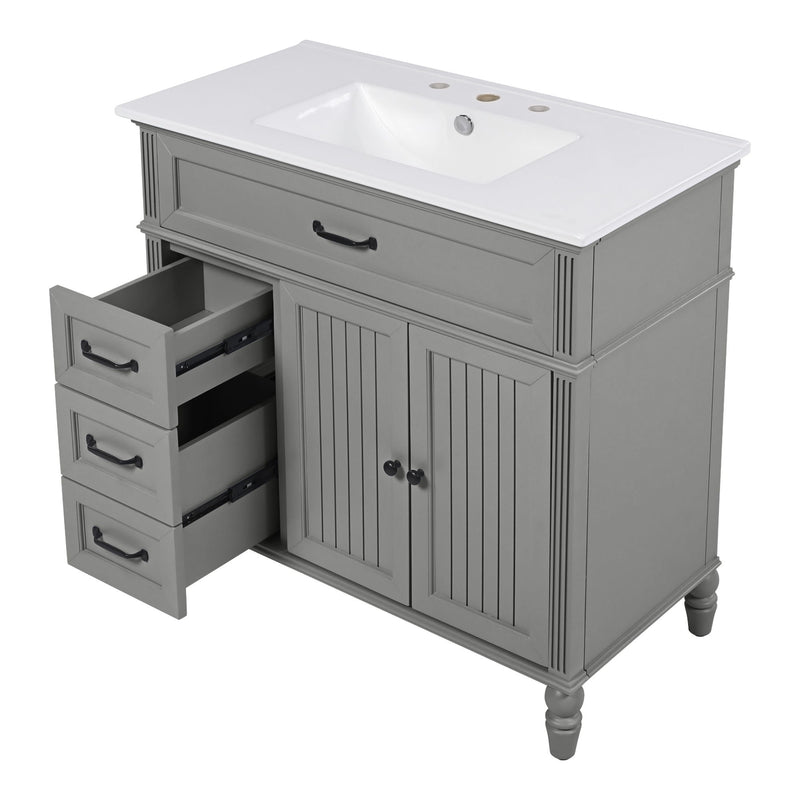 Bathroom Vanity With Sink, Freestanding Cabinet & Drawers